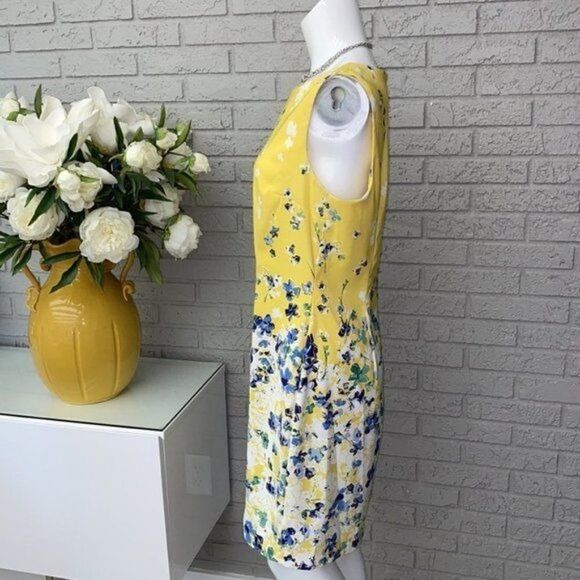 AGB Yellow Floral Dress Size 14 - Picture 4 of 9